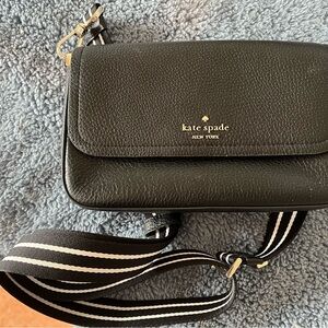 Kate Spade Rosie Black Pebbled Leather Small Flap Crossbody Bag NWOT